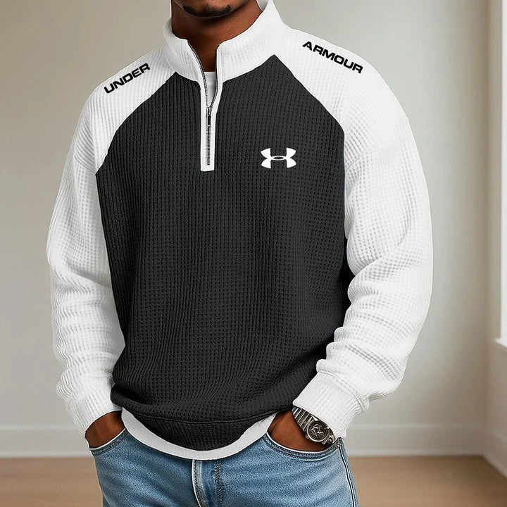 UA-Men's Casual Sports Half-Zip Stand-Collar Sweatshirt