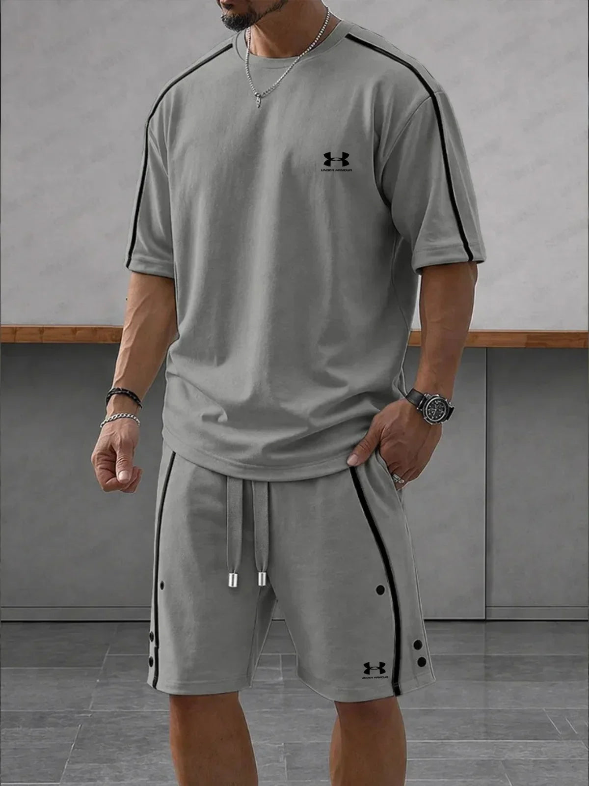 UA-Contrast-Knit Casual Sport Set