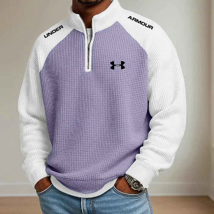 UA-Men's Casual Sports Half-Zip Stand-Collar Sweatshirt