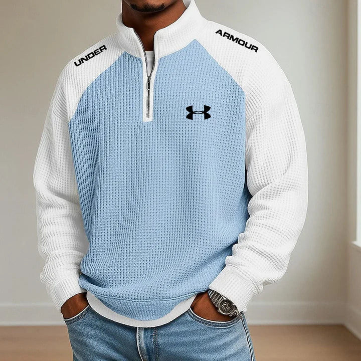 UA-Men's Casual Sports Half-Zip Stand-Collar Sweatshirt