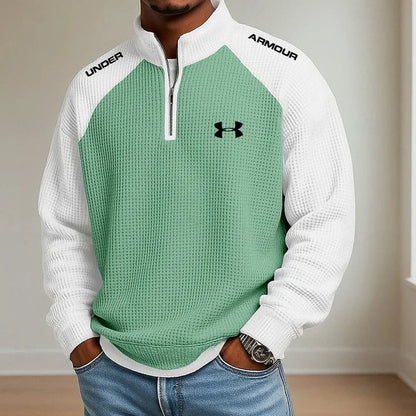 UA-Men's Casual Sports Half-Zip Stand-Collar Sweatshirt