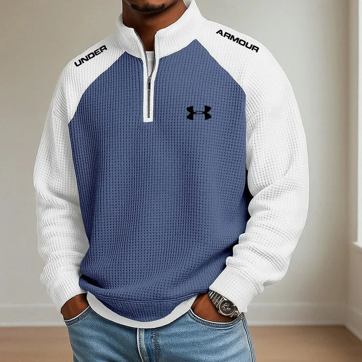 UA-Men's Casual Sports Half-Zip Stand-Collar Sweatshirt